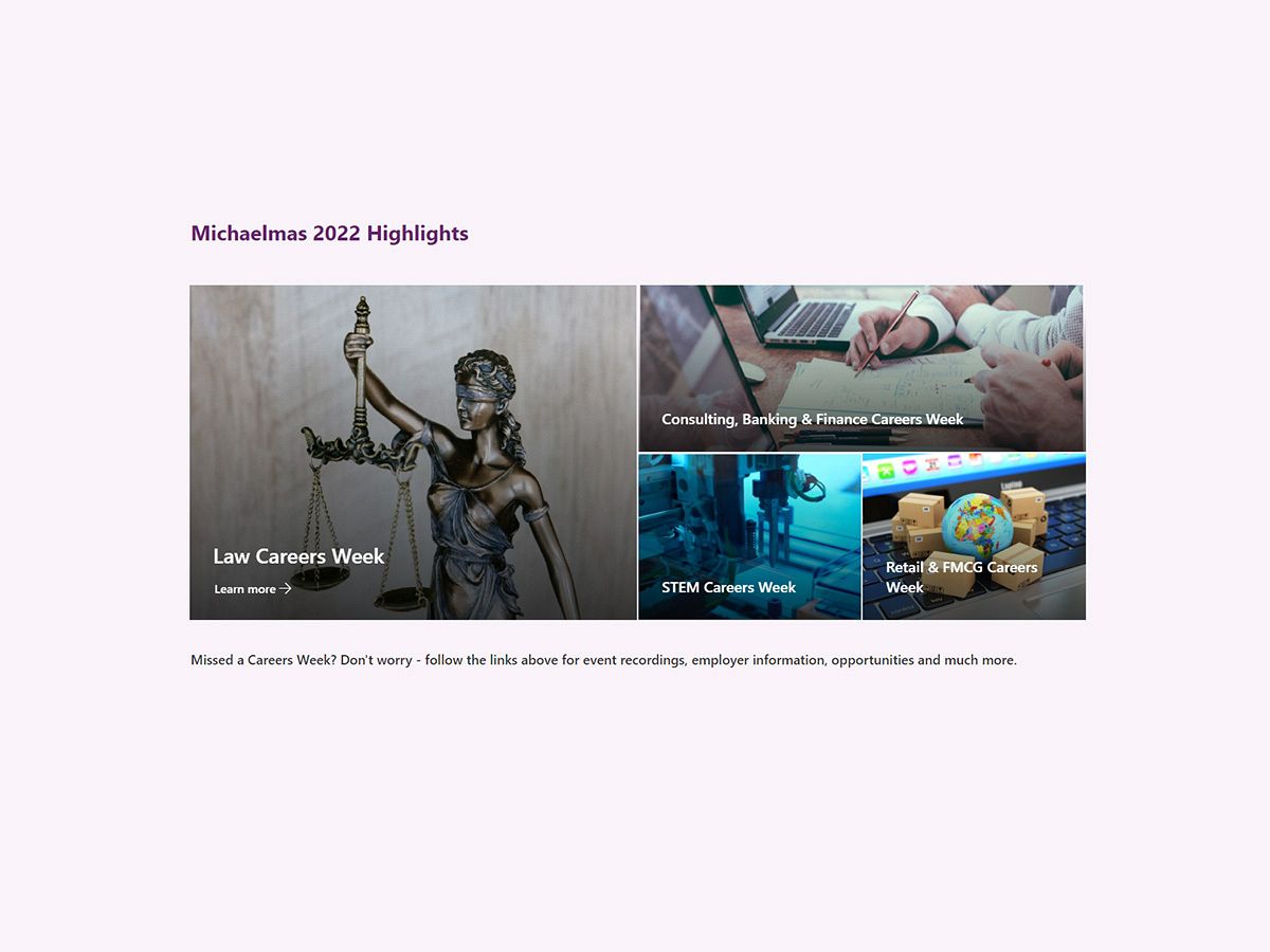 Michaelmas 2022 Careers Weeks SharePoint pages