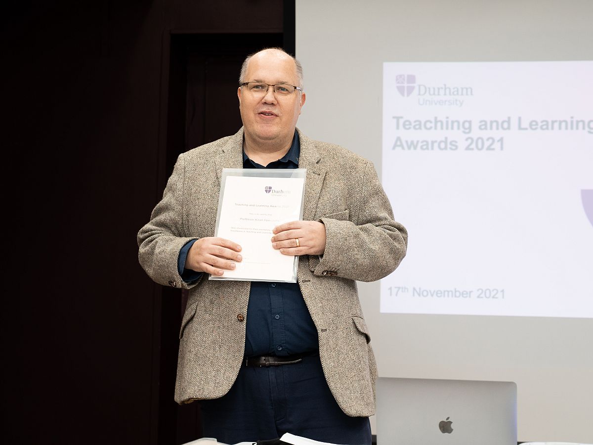 Professor Sam Nolan hosting the Teaching and Learning Awards ceremony in 2021