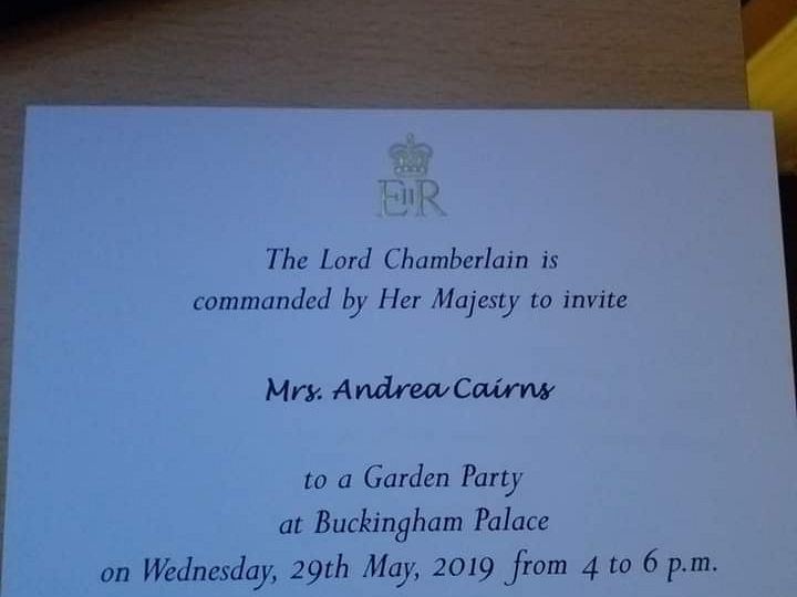Andrea's invitation to Buckingham Palace