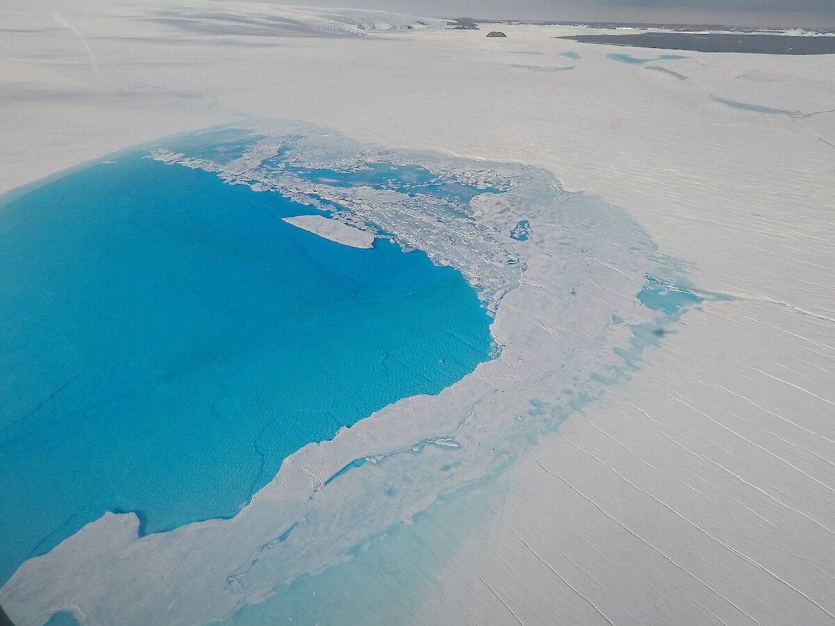 Meltwater lake on the Sørsdal Glacier East Antarctica (Photo Sue Cook, UTAS) 